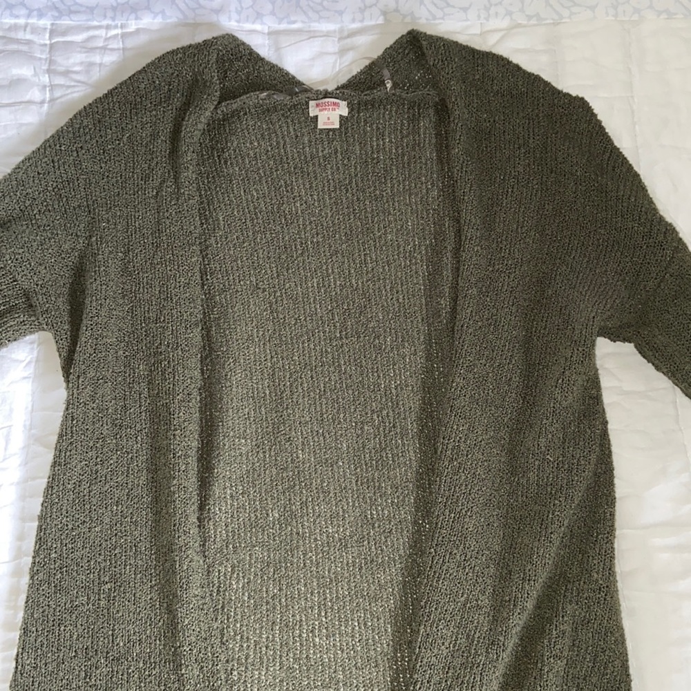 Green cardigan sweater